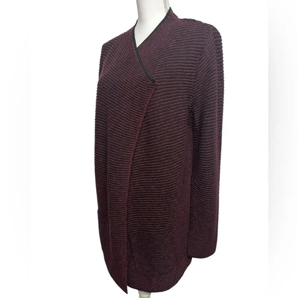 PUREJILL / Black & Maroon Cardigan Sweater / Medium / Preppy Goth Bohemian - Picture 5 of 13